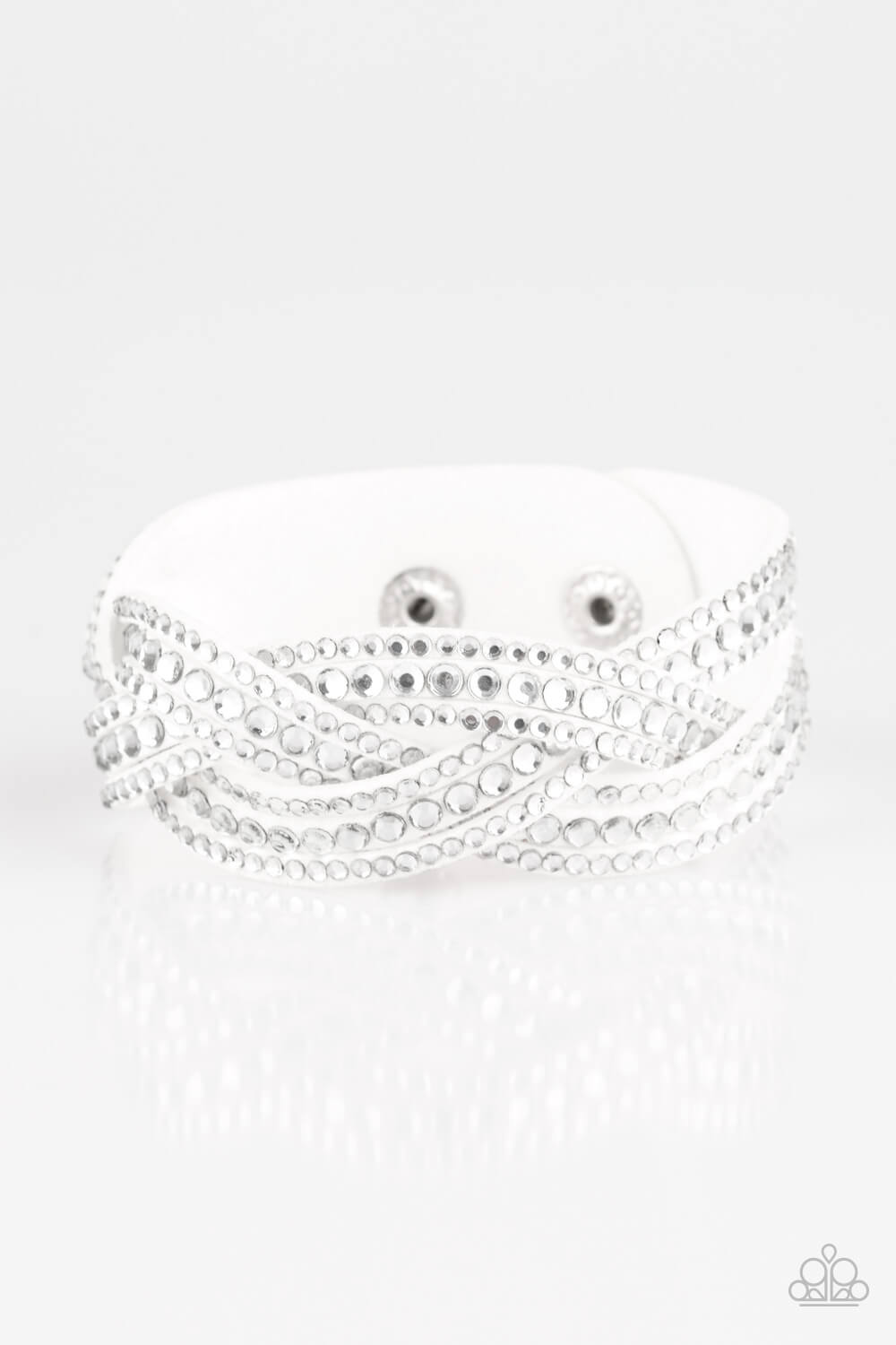 Bring On The Bling - White Braided Snap Bracelet - Princess Glam Shop