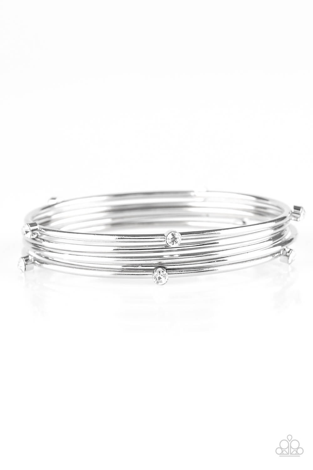 Delicate Decadence - White Bangle Bracelet Set - Princess Glam Shop