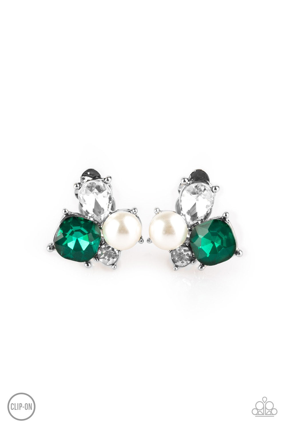 Highly High-Class - Green Clip-On Earrings - Princess Glam Shop
