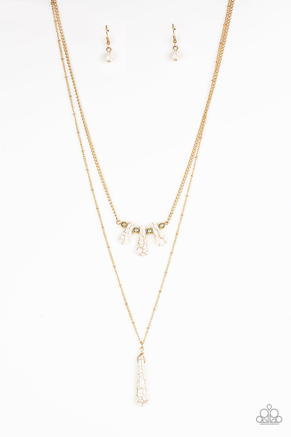 Basic Groundwork - Gold & White Stone Necklace Set - Princess Glam Shop
