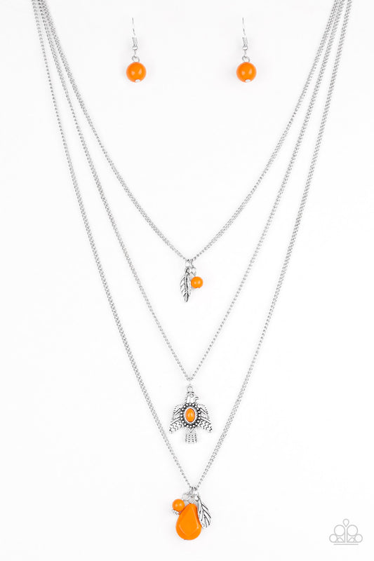 Soar With The Eagles - Orange Necklace Set - Princess Glam Shop