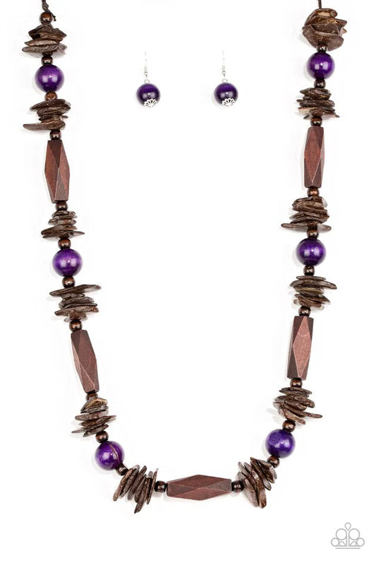 Cozumel Coast - Purple Wood Necklace Set - Princess Glam Shop