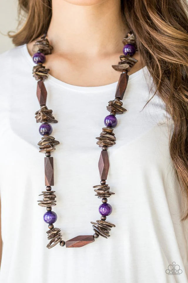 Cozumel Coast - Purple Wood Necklace Set - Princess Glam Shop