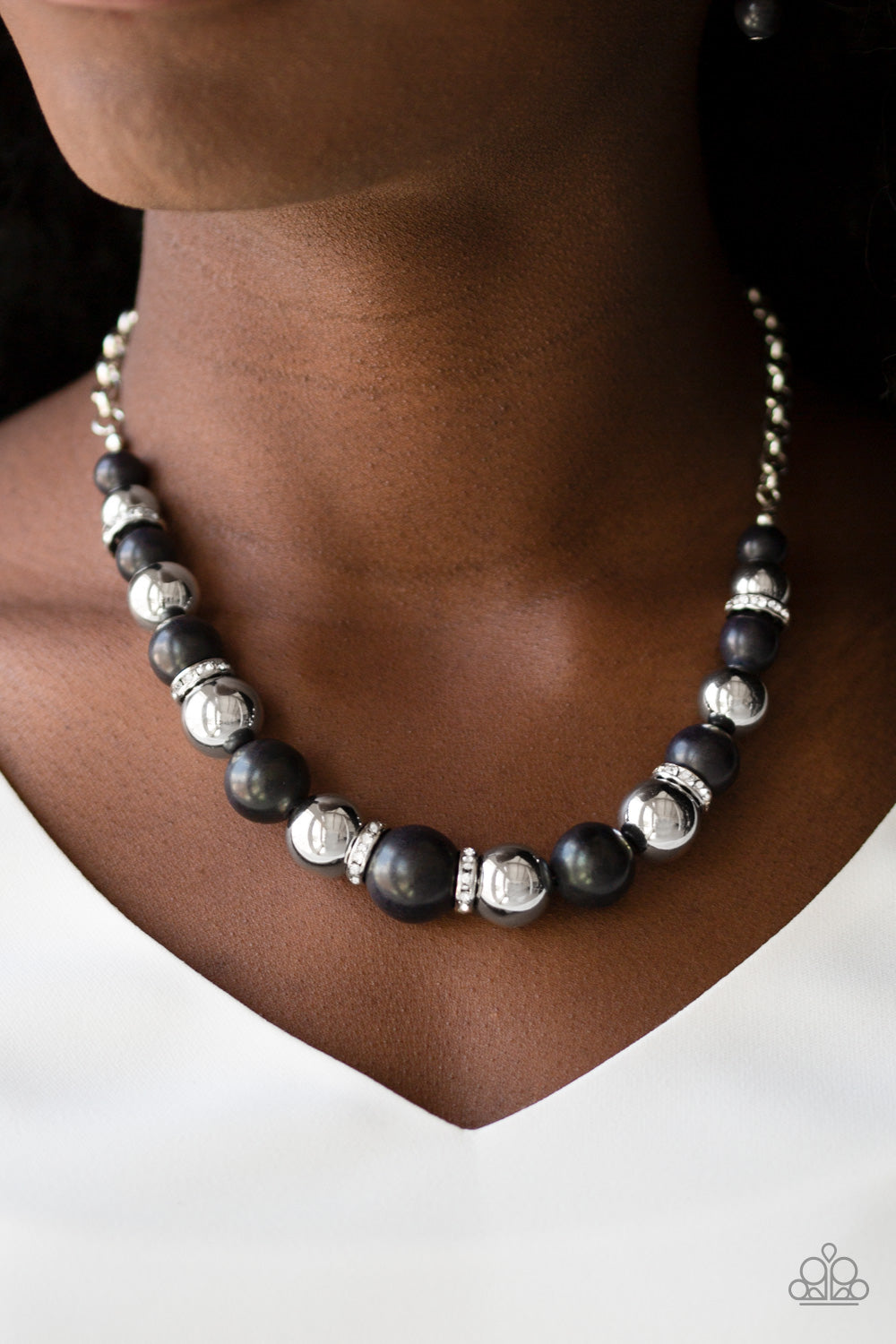 The Ruling Class - Black Stone Necklace Set & Bracelet Combo - Princess Glam Shop