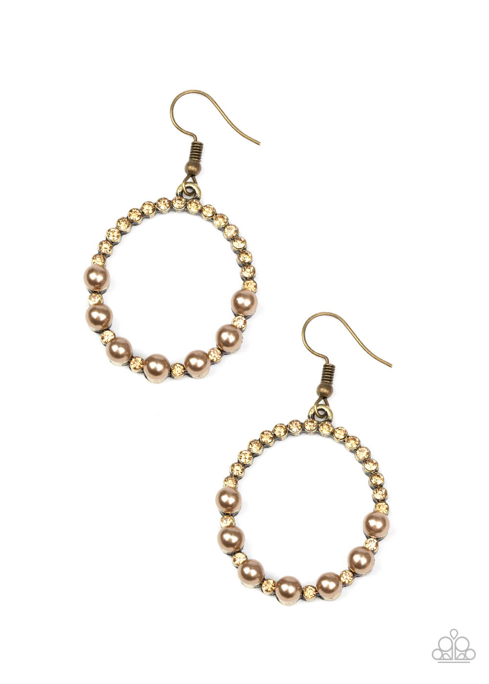 Glowing Grandeur - Brass & Brown Earrings - Princess Glam Shop