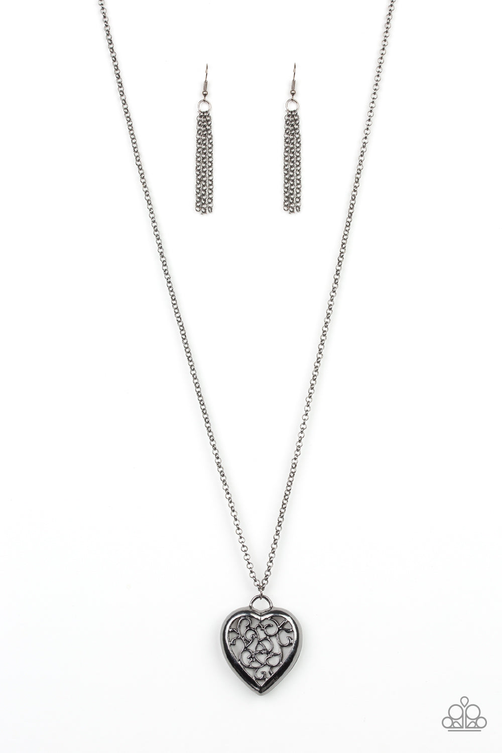 Victorian Valentine - Black Heart Necklace Set - Princess Glam Shop