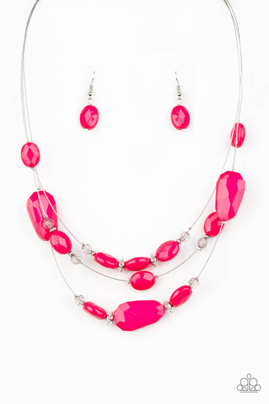 Radiant Reflections- Pink Crystal Bead Necklace Set - Princess Glam Shop