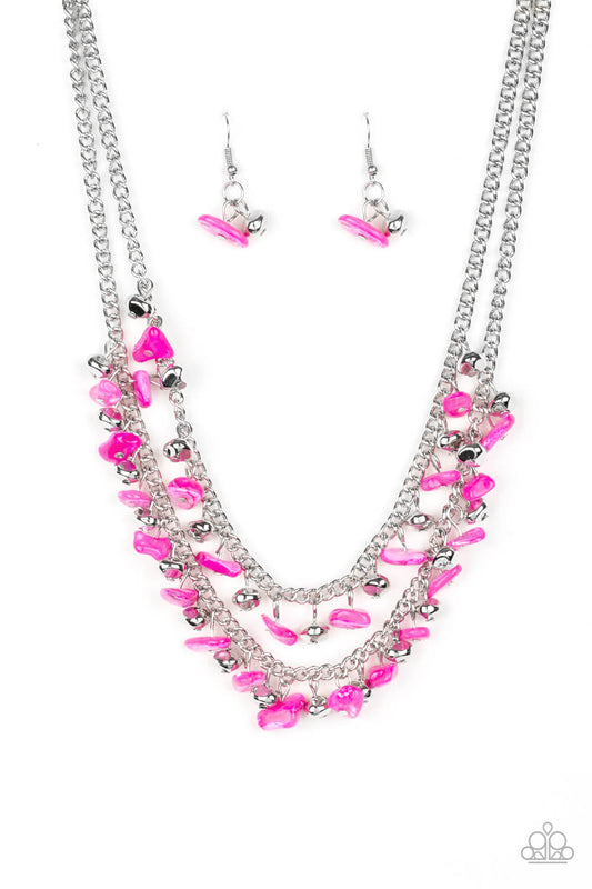 Pebble Pioneer - Pink Necklace Set & Bracelet Combo - Princess Glam Shop