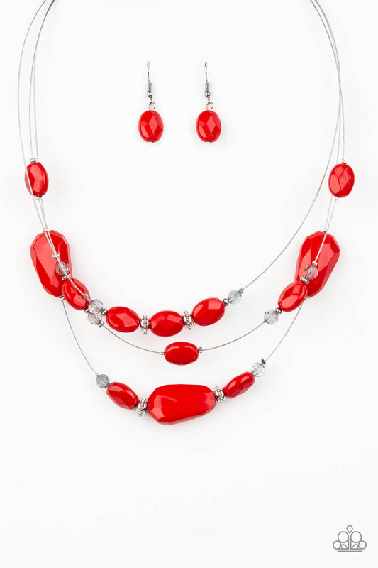 Radiant Reflections- Red Crystal Bead Necklace Set - Princess Glam Shop