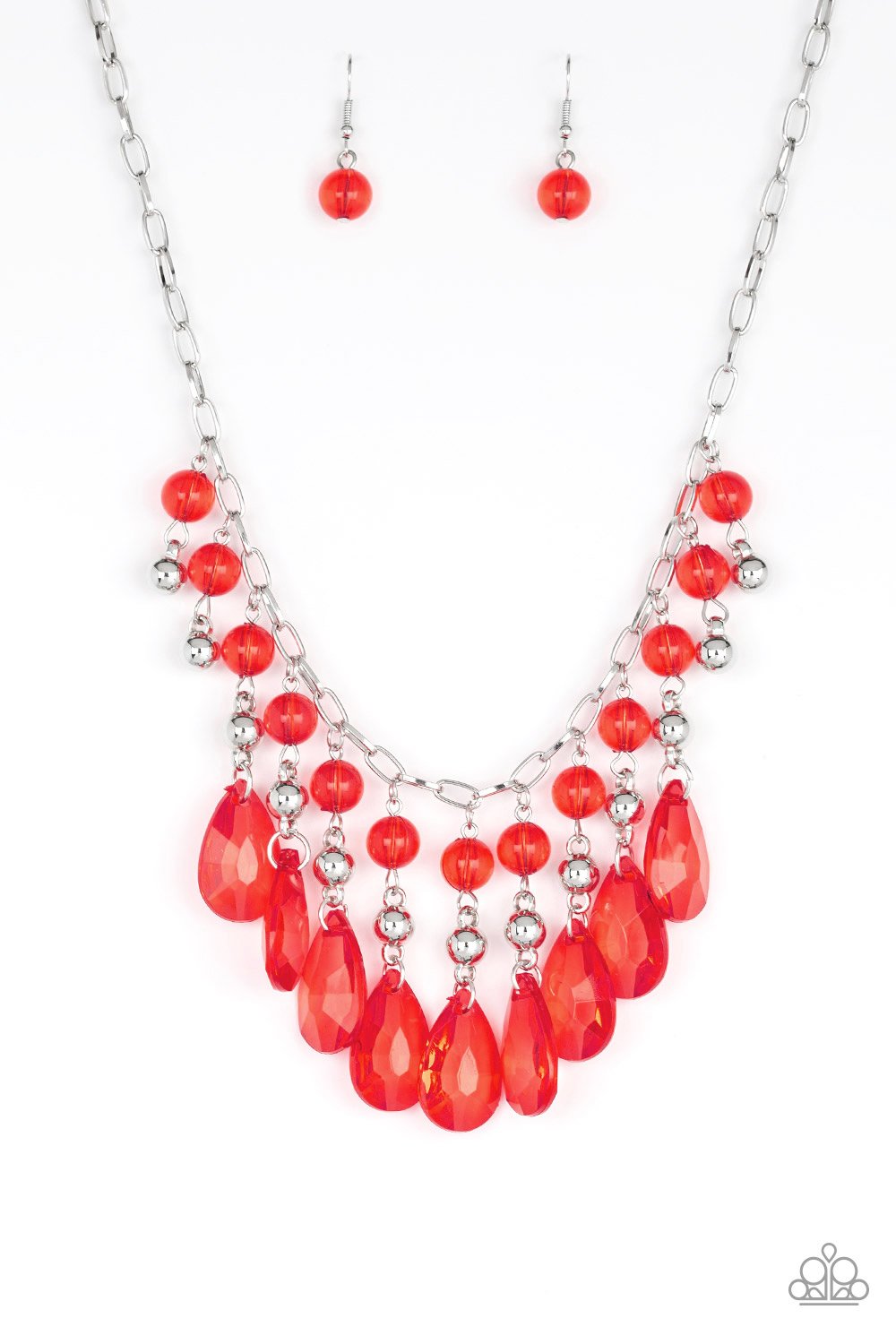 Beauty School Drop Out - Red Glassy Acrylic Teardrop Necklace Set - Princess Glam Shop