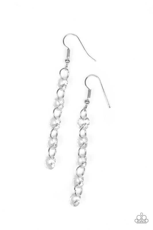 Trickle-Down Effect - White Earrings - Princess Glam Shop