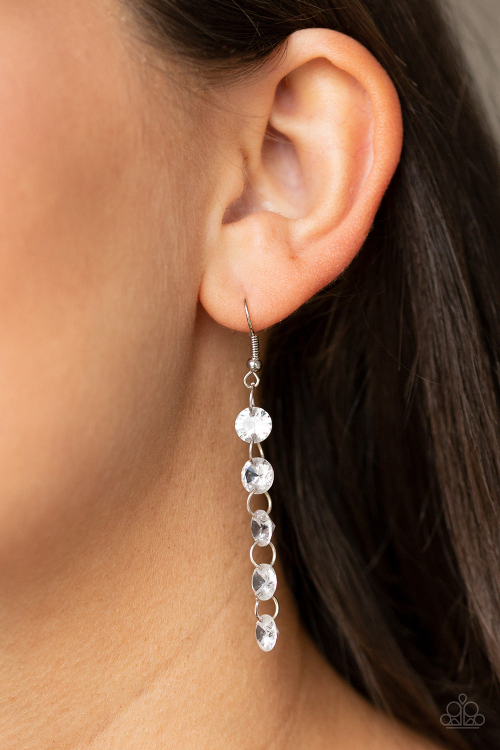 Trickle-Down Effect - White Earrings - Princess Glam Shop