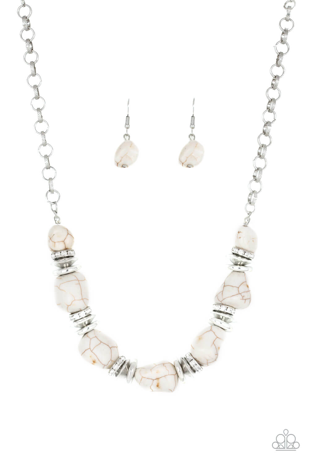 Stunningly Stone Age - White Necklace Set - Princess Glam Shop