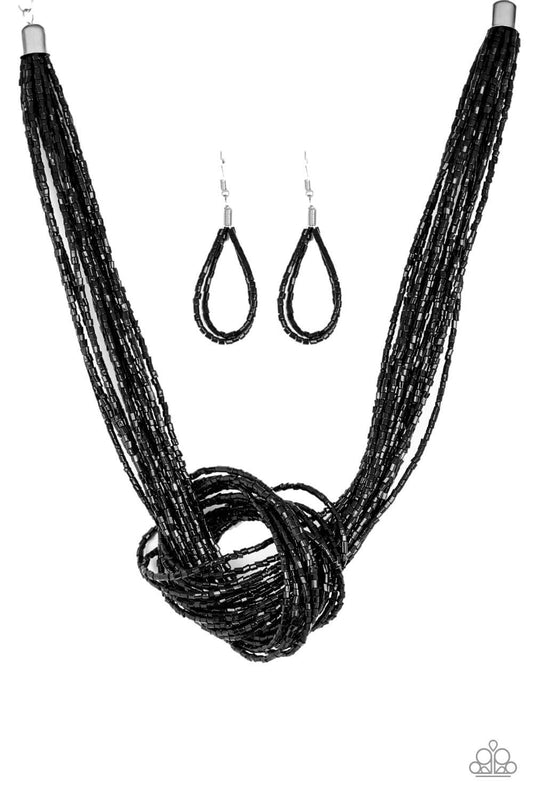 Knotted Knockout - Black Necklace Set - Princess Glam Shop