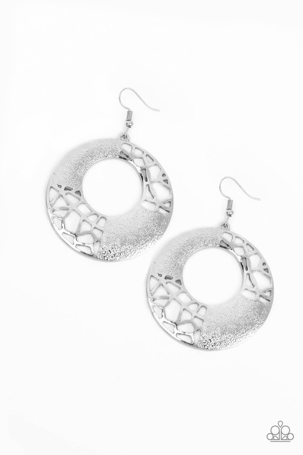 Shattered Shimmer - Silver Hoop Earrings - Princess Glam Shop