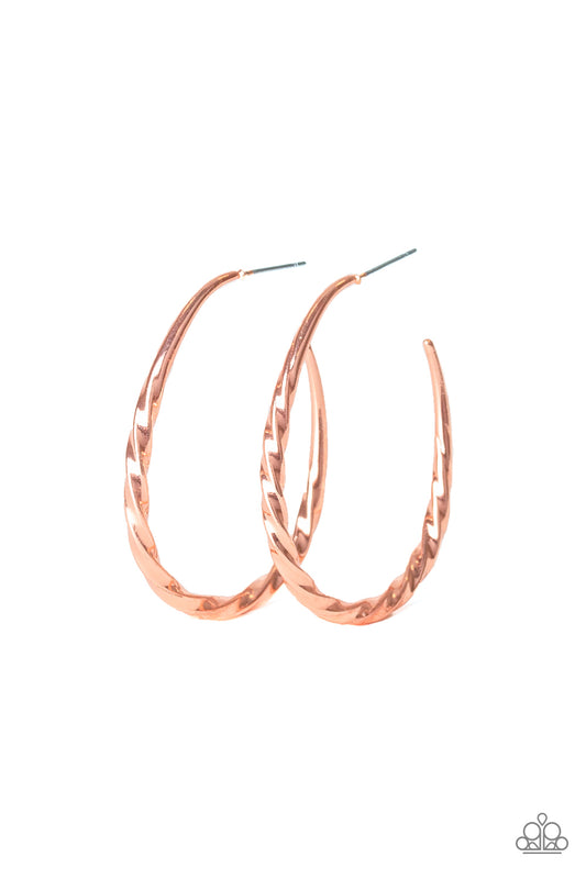 Twisted Edge - Copper Hoop Earrings - Princess Glam Shop
