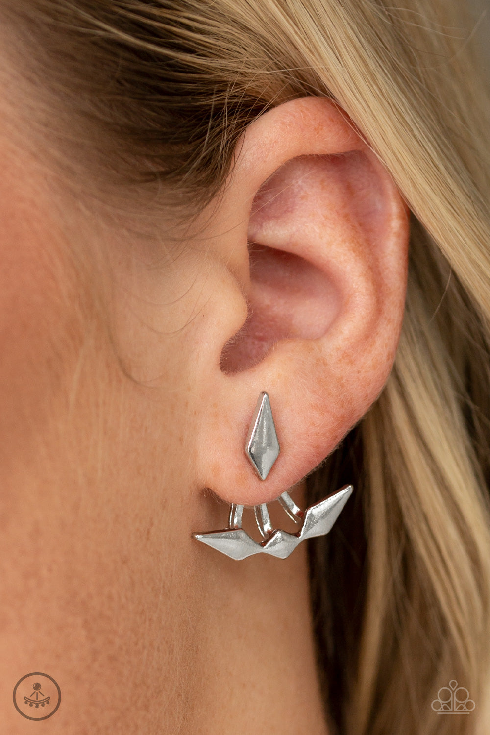 Metal Origami - Silver Double Sided Earrings - Princess Glam Shop