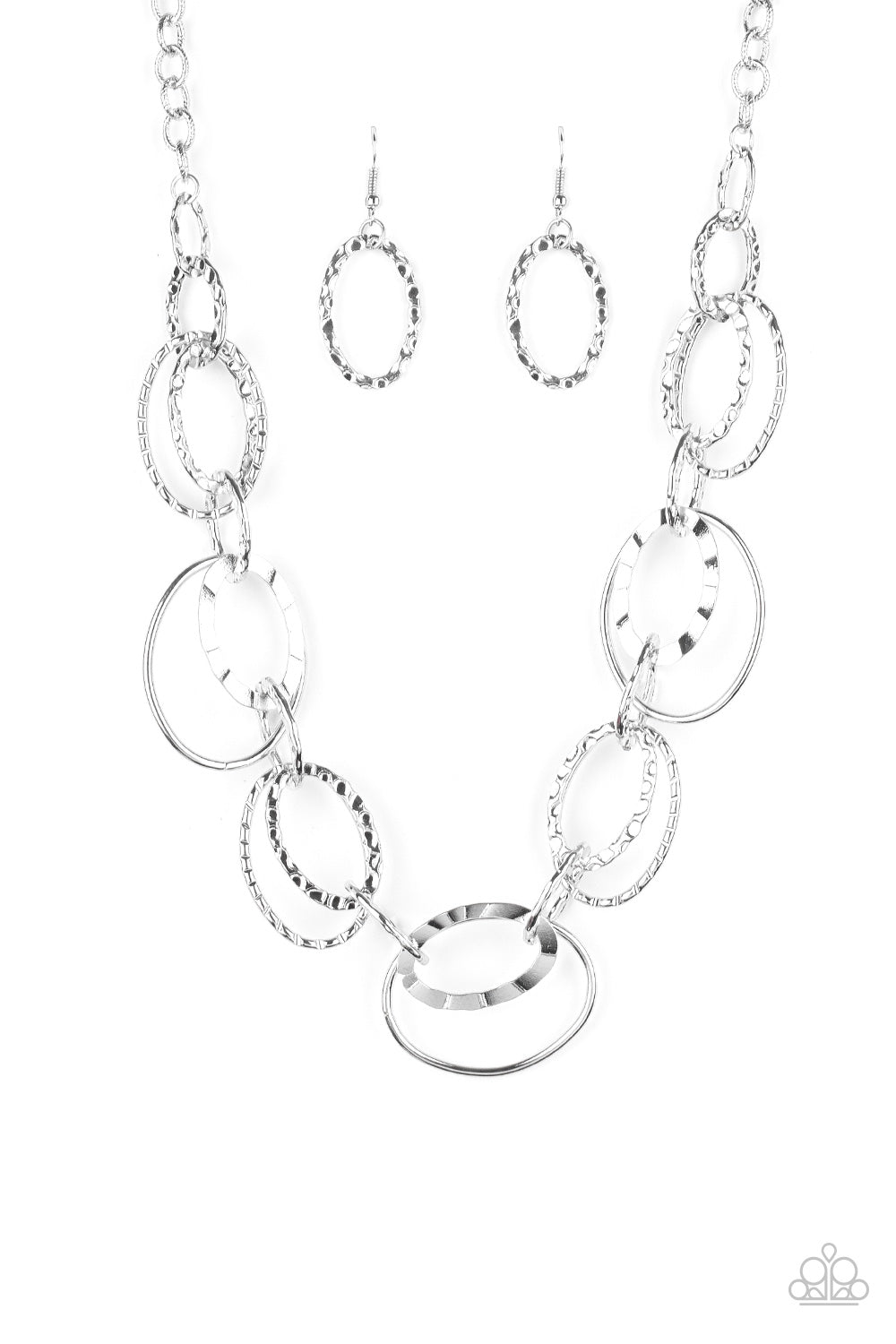 Bend OVAL Backwards - Silver Neklace Set - Princess Glam Shop