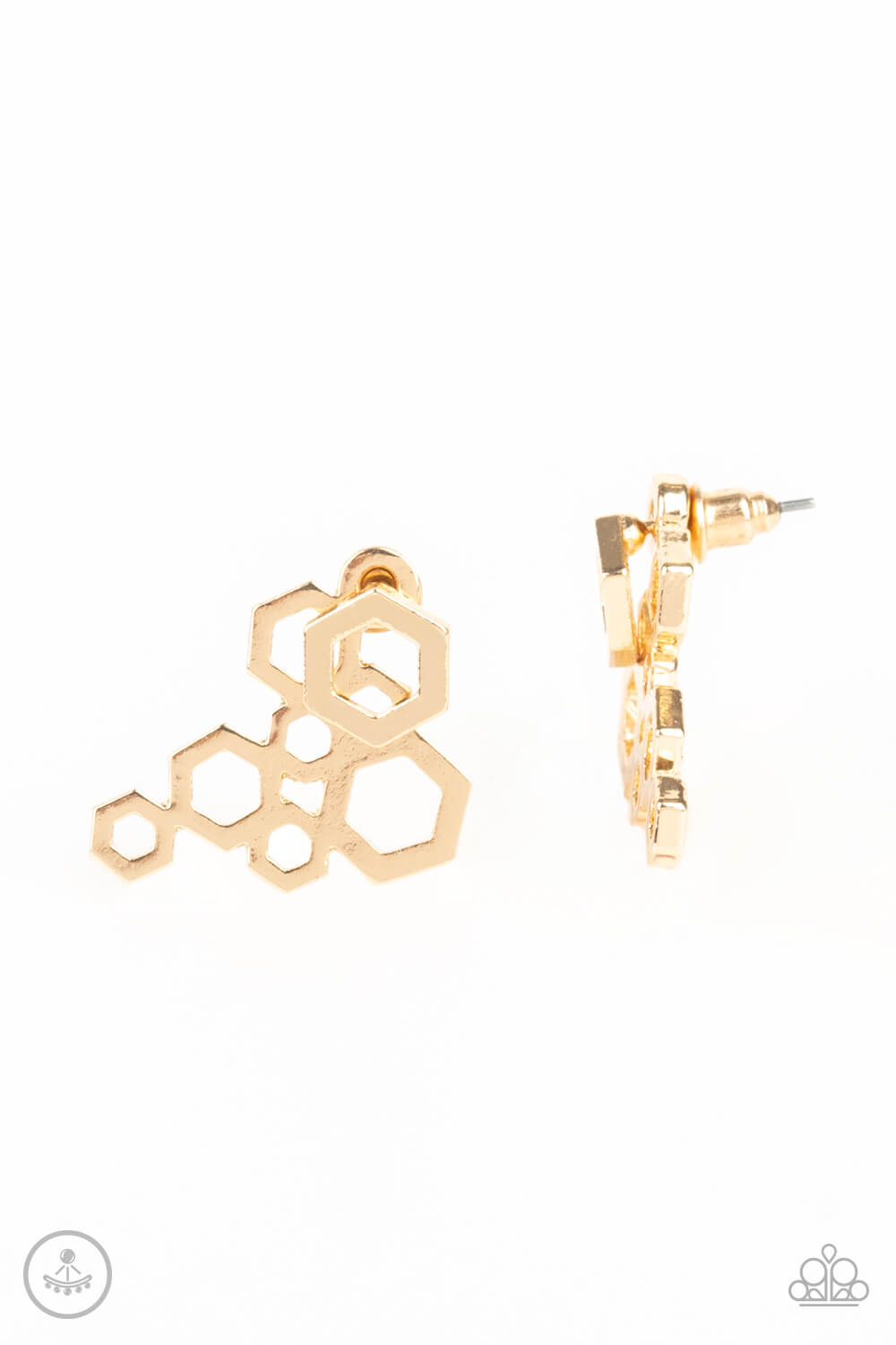 Six-Sided Shimmer - Gold Earrings - Princess Glam Shop