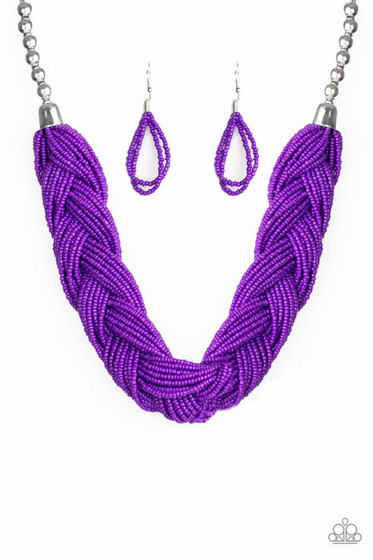 The Great Outback - Purple Seed Bead Necklace Set - Princess Glam Shop