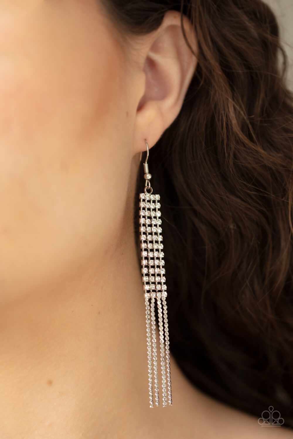Rhinestone Romance - White Earrings - Princess Glam Shop