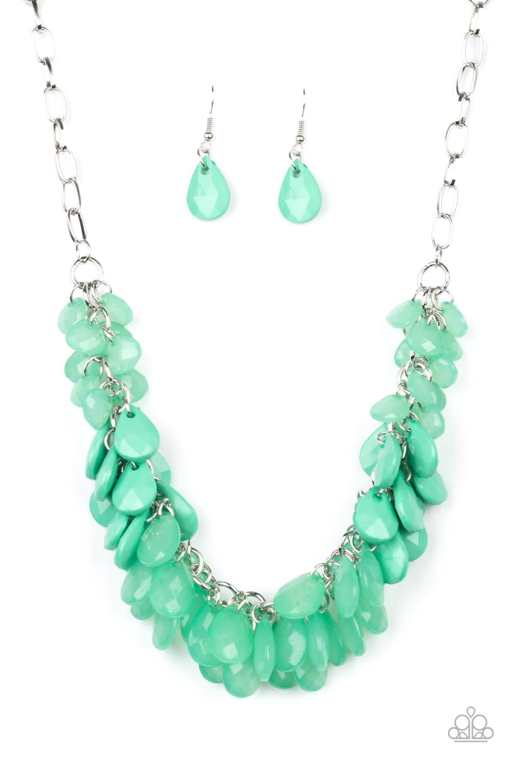 Colorfully Clustered - Green Necklace Set - Princess Glam Shop