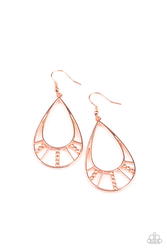 Line Crossing Sparkle - Copper Earrings - Princess Glam Shop