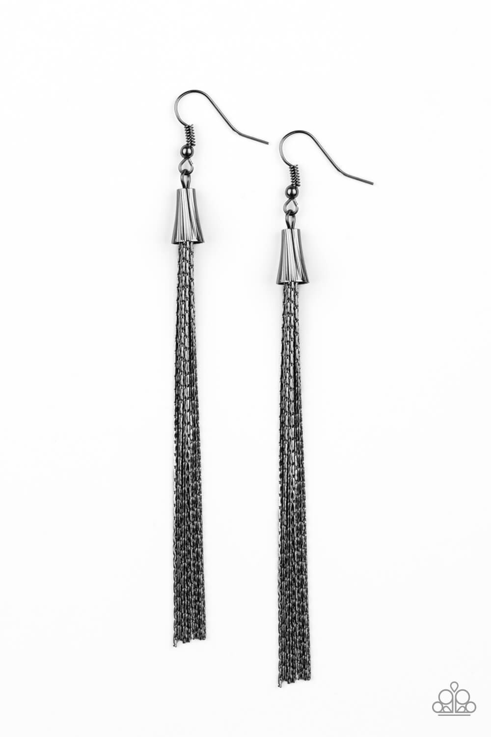 Shimmery Streamers - Black Gunmetal Earrings - Life of the Party Exclusive - Princess Glam Shop
