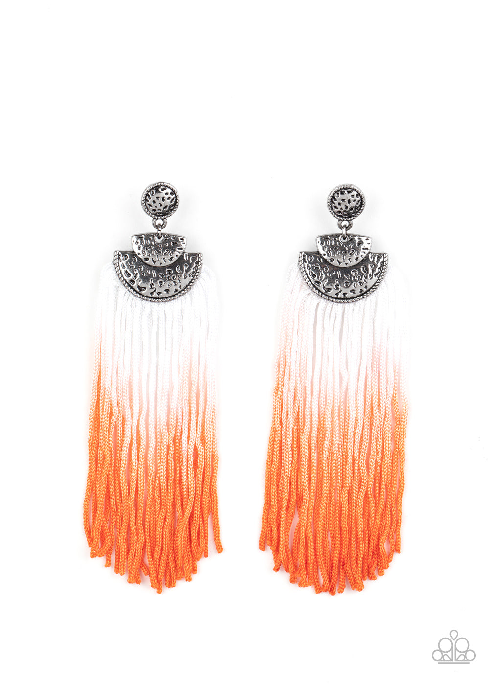 DIP It Up - Orange & White Fringe Ombre Earrings - Princess Glam Shop