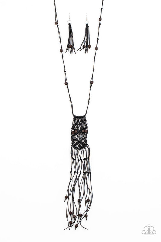 Macrame Majesty - Black Necklace - Princess Glam Shop