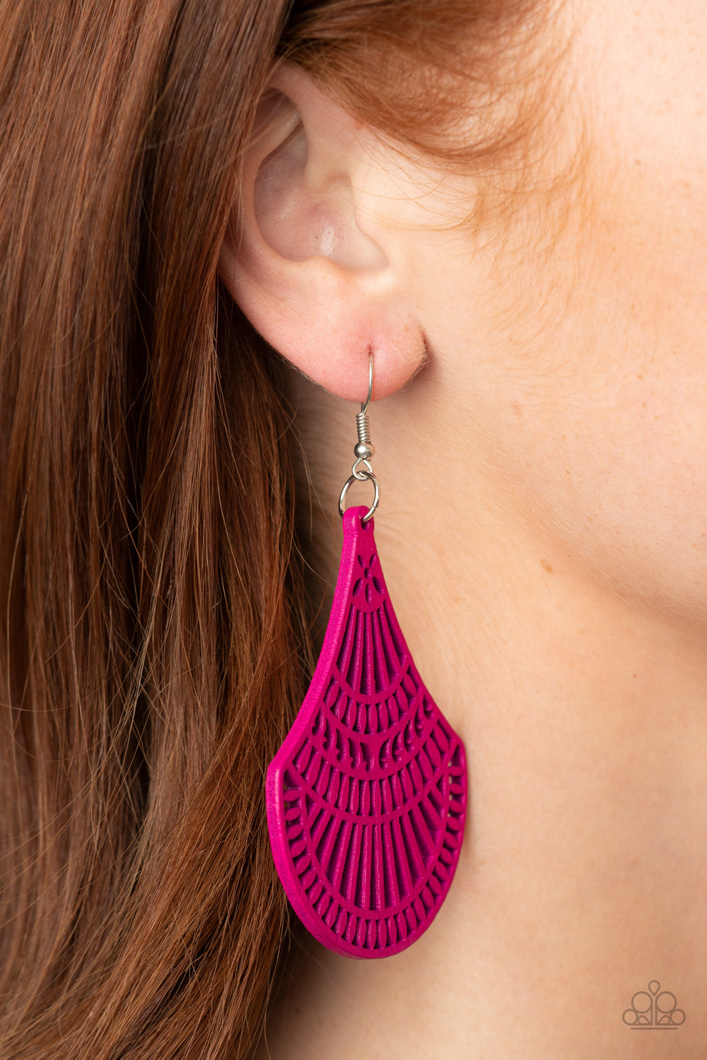 Tropical Tempest - Pink Wood Earrings - Princess Glam Shop