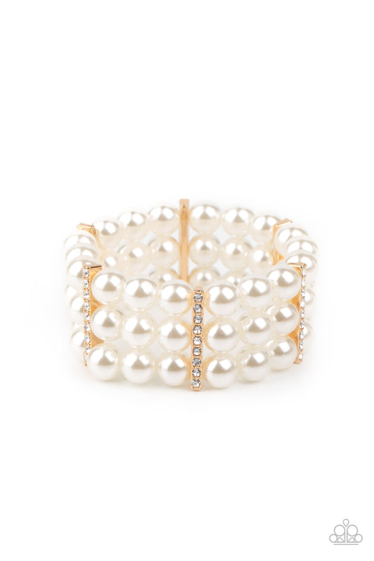 Modern Day Majesty - Gold White Pearl Bracelet - Princess Glam Shop