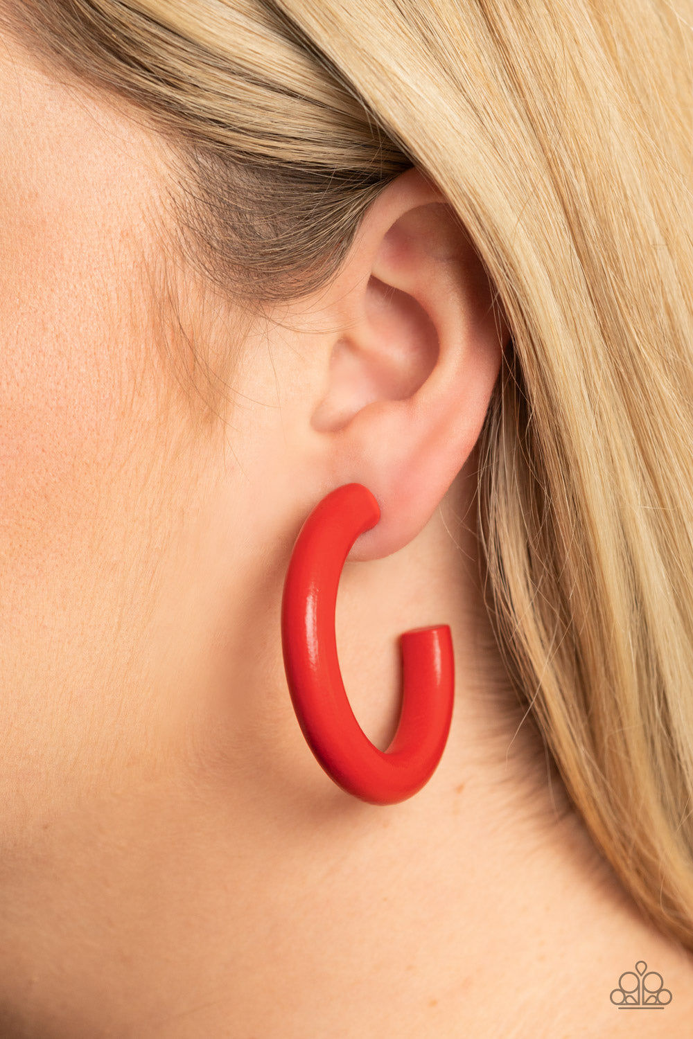 Woodsy Wonder - Red Wood Hoop Earrings - Princess Glam Shop