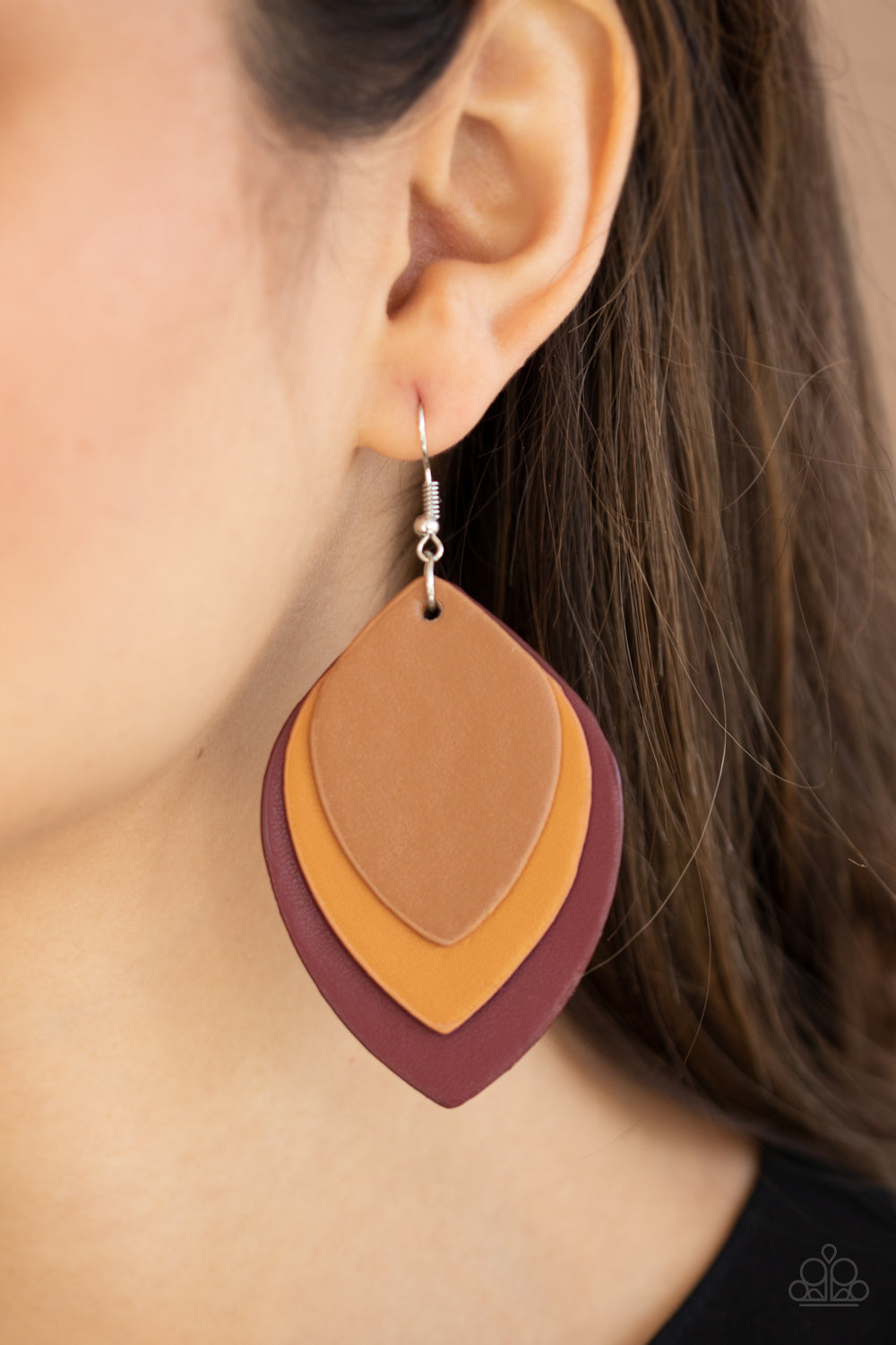 Light as a LEATHER - Red & Brown Leather Earrings - Princess Glam Shop