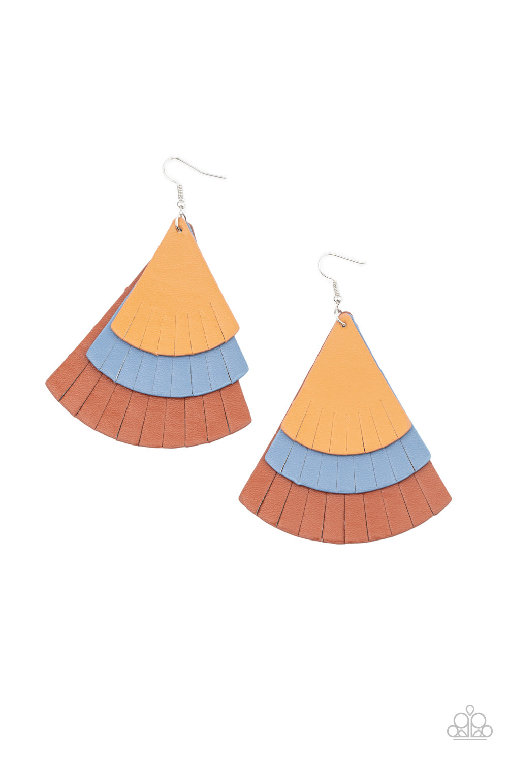 Huge Fanatic - Multi Brown & Blue Leather Earrings - Princess Glam Shop