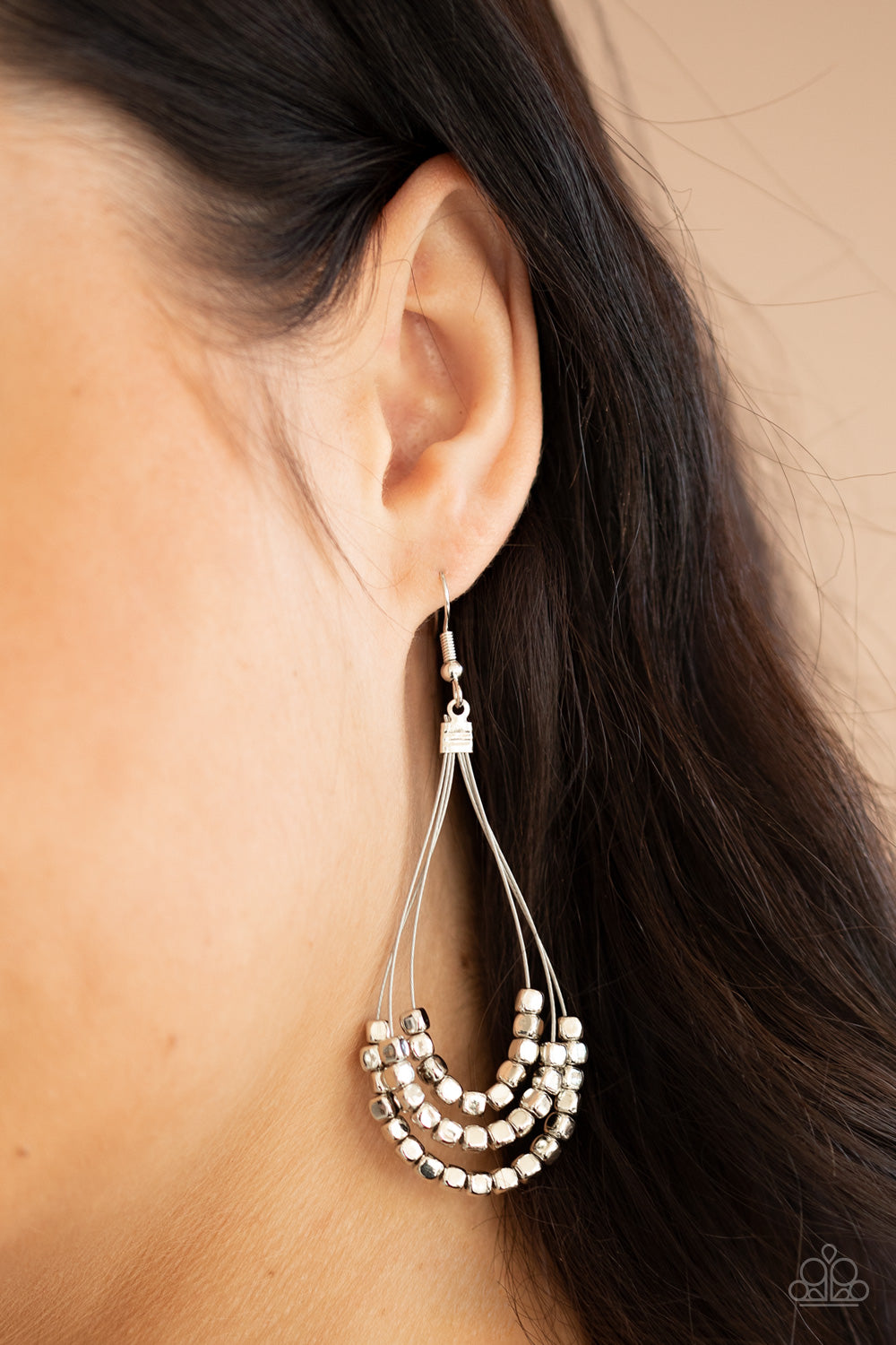Off The Blocks Shimmer - Silver Earrings - Princess Glam Shop