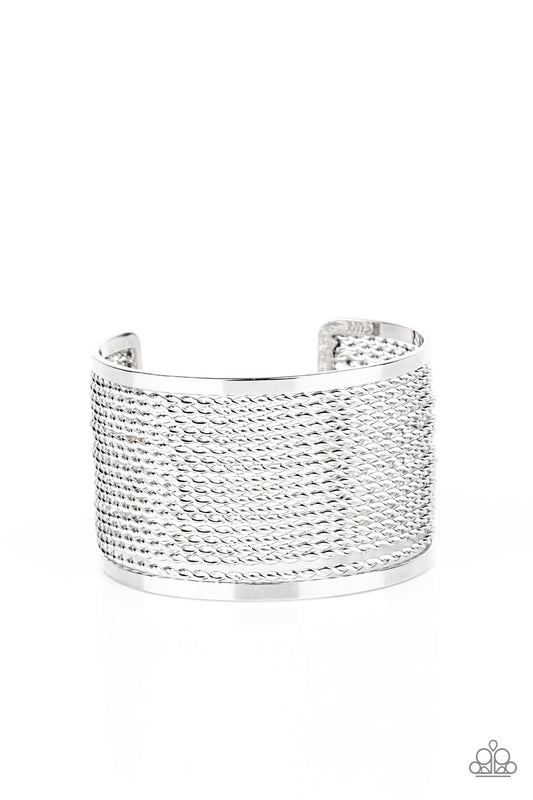 Stacked Sensation - Silver Cuff Bracelet - Princess Glam Shop