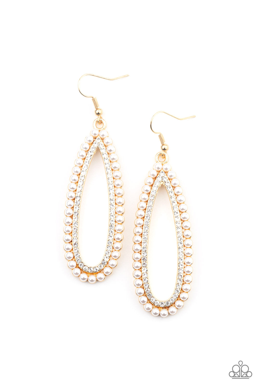 Glamorously Glowing - Gold & White Pearl Earrings - Princess Glam Shop
