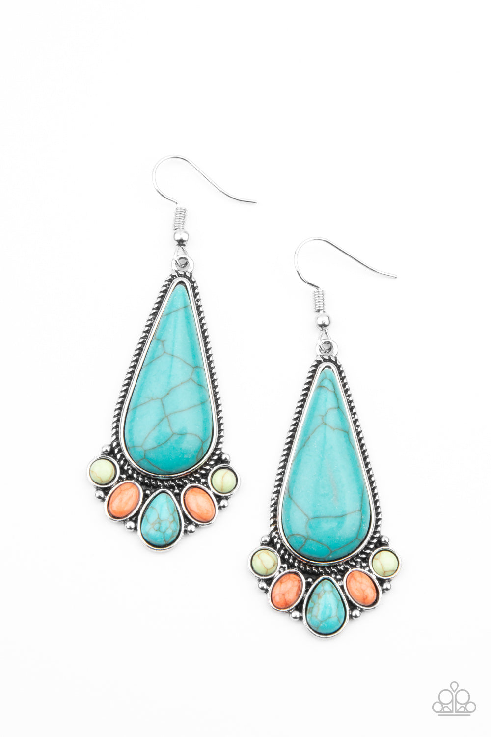 Rural Recluse - Multi Blue, Green & Orange Stone Earrings - Princess Glam Shop