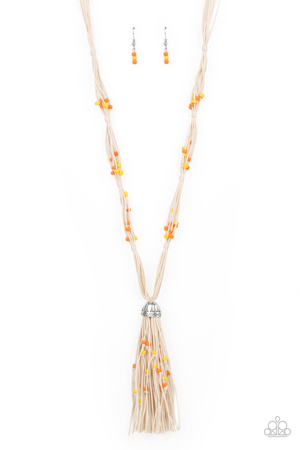 Summery Sensations - Orange & Yellow Macrame Necklace Set - Princess Glam Shop