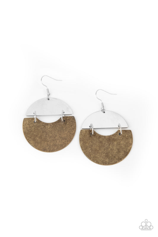 Watching The Sunrise - Brass & Silver Earrings - Princess Glam Shop