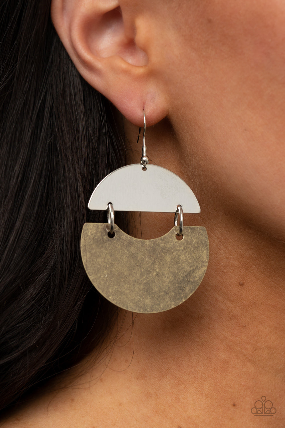 Watching The Sunrise - Brass & Silver Earrings - Princess Glam Shop