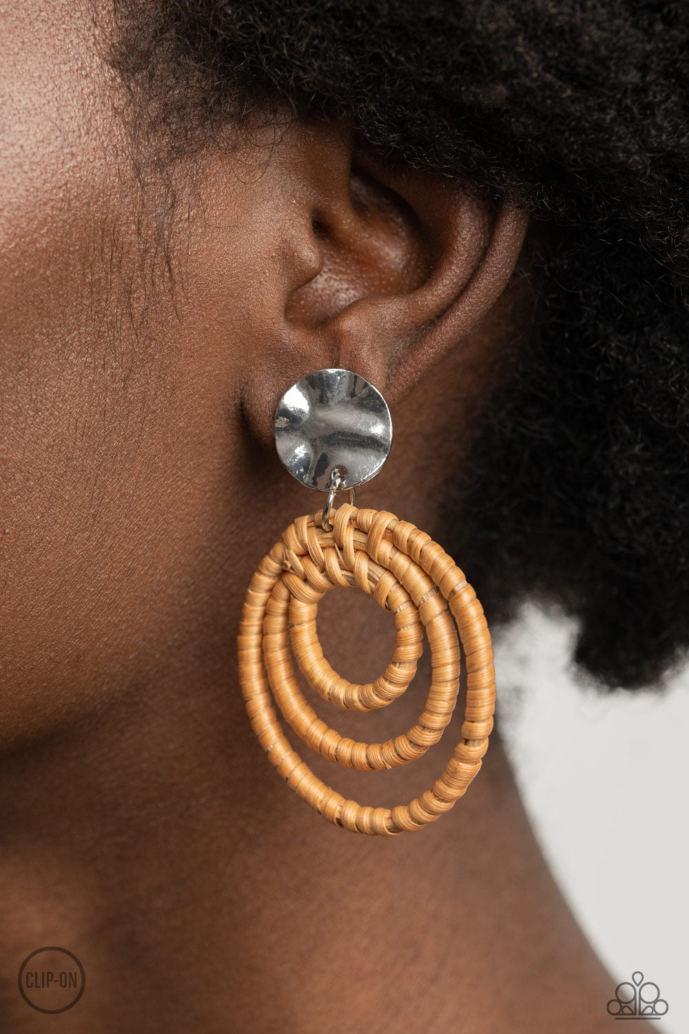 Whimsically Wicker - Brown Clip-On Earrings - Princess Glam Shop