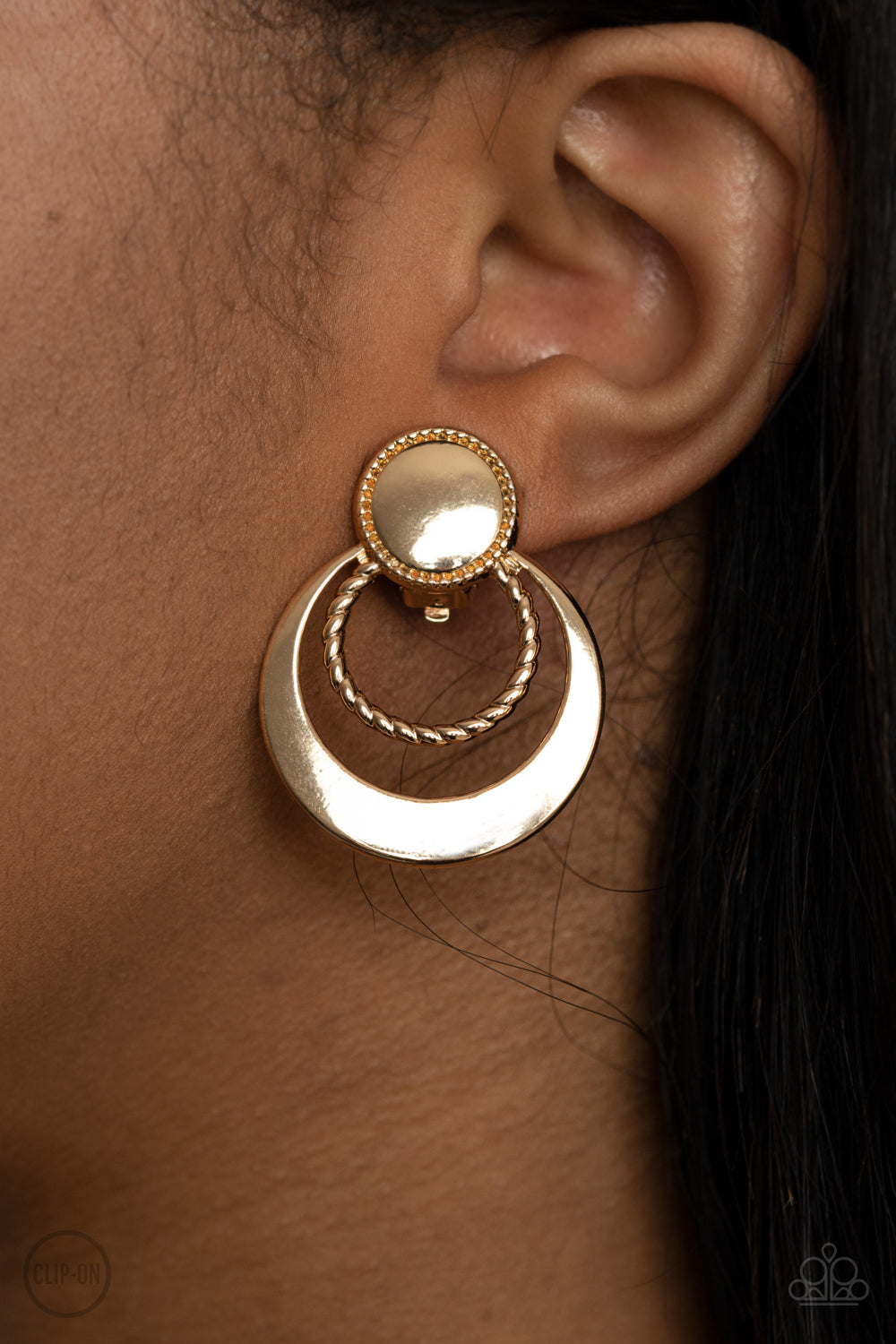 Refined Ruffles - Gold Clip-On Earrings - Princess Glam Shop
