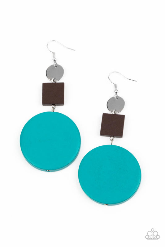 Modern Materials - Blue Wood Earrings - Princess Glam Shop