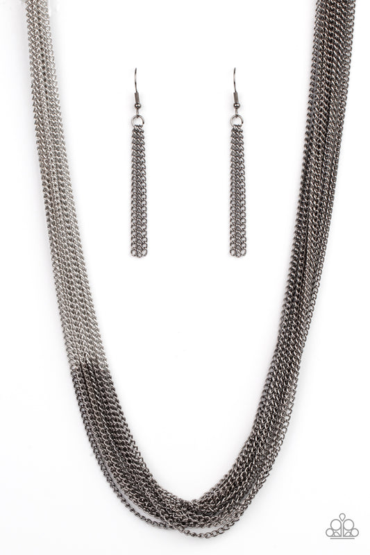 Metallic Merger - Black & Silver Necklace Set - Princess Glam Shop