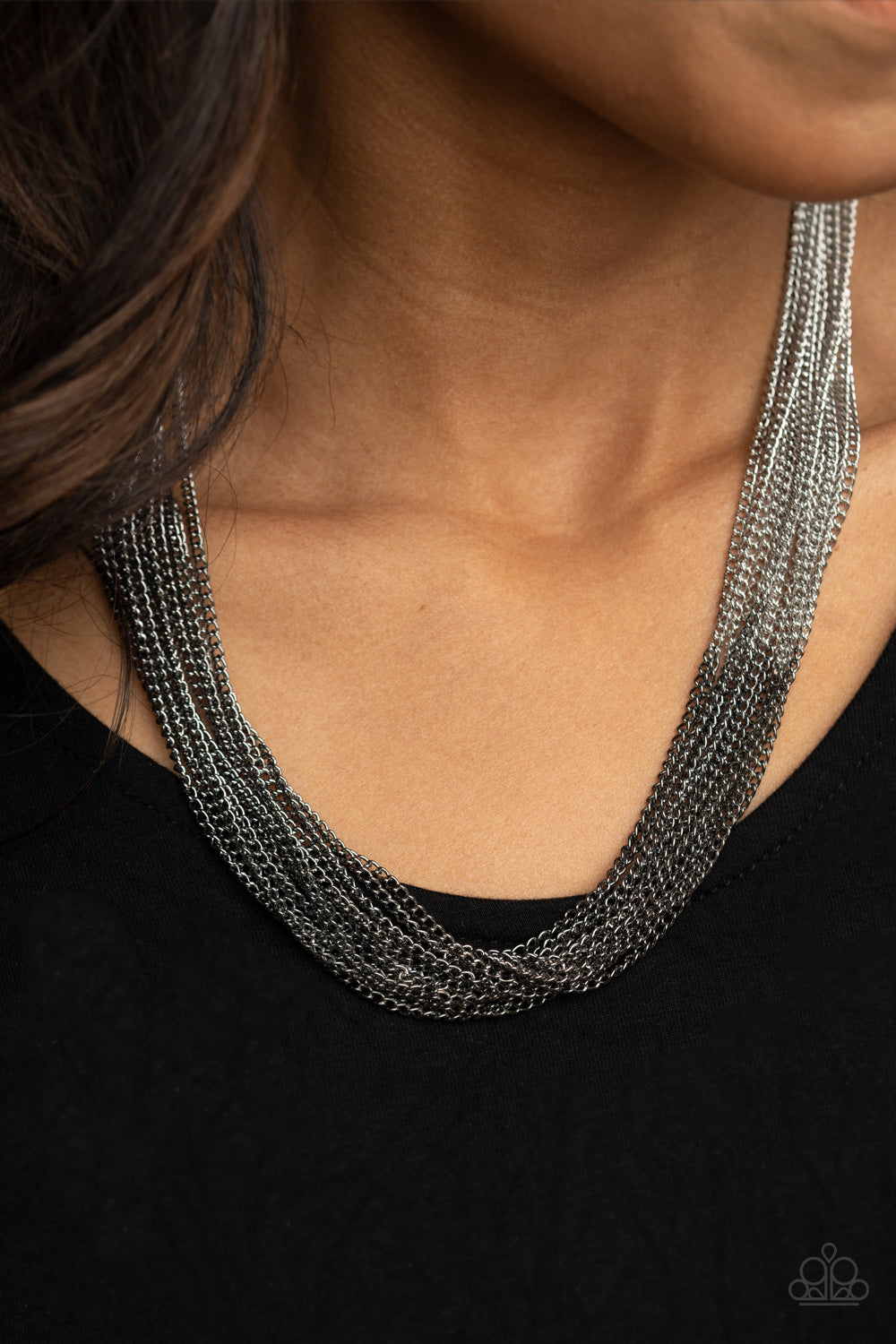 Metallic Merger - Black & Silver Necklace Set - Princess Glam Shop