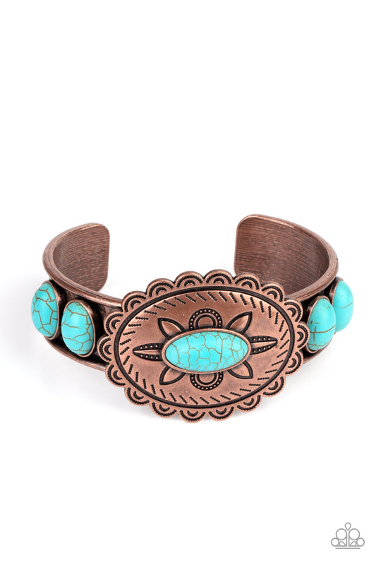 Canyon Heirloom - Copper & Blue Stone Cuff Bracelet - Princess Glam Shop