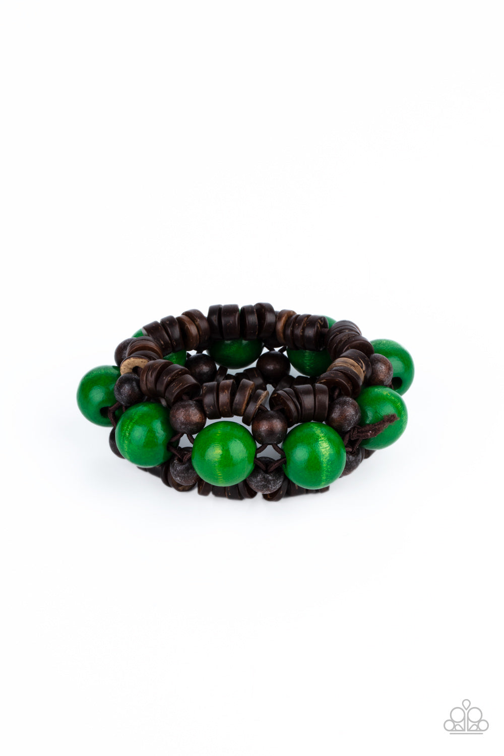 Tropical Temptations - Green & Brown Wood Bracelet - Princess Glam Shop