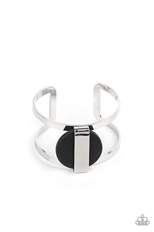 Organic Fusion - Black Wood Silver Cuff Bracelet - Princess Glam Shop